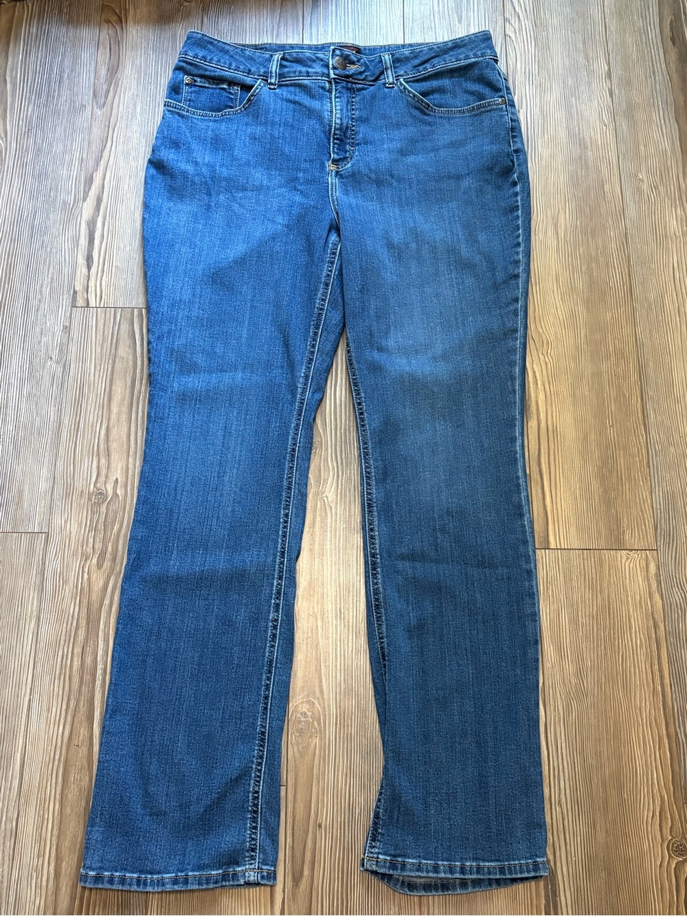 Lee Womens Plus 16WL Blue Denim Straight Leg Jeans High Rise Stretch 16W
